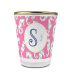 Sea Horses Glass Shot Glass - 1.5 oz - with Gold Rim - Set of 4 (Personalized)