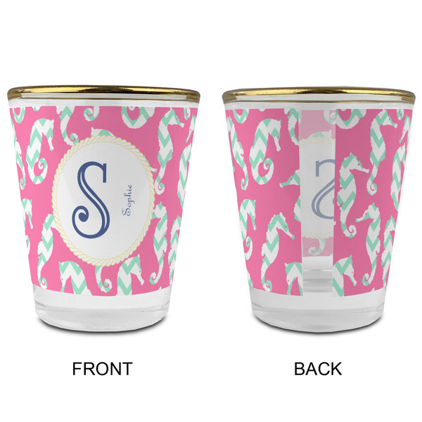 Sea Horses Glass Shot Glass - with gold rim - APPROVAL