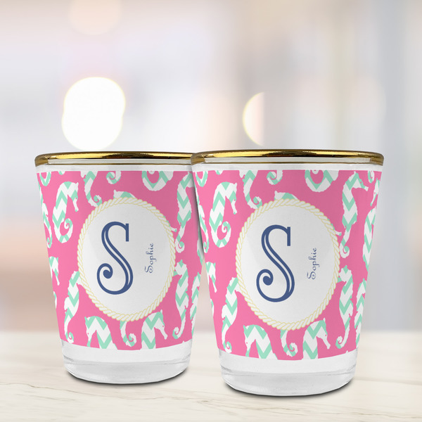 Sea Horses Glass Shot Glass - with gold rim - LIFESTYLE