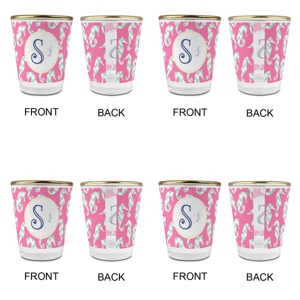 Sea Horses Glass Shot Glass - with gold rim - Set of 4 - APPROVAL