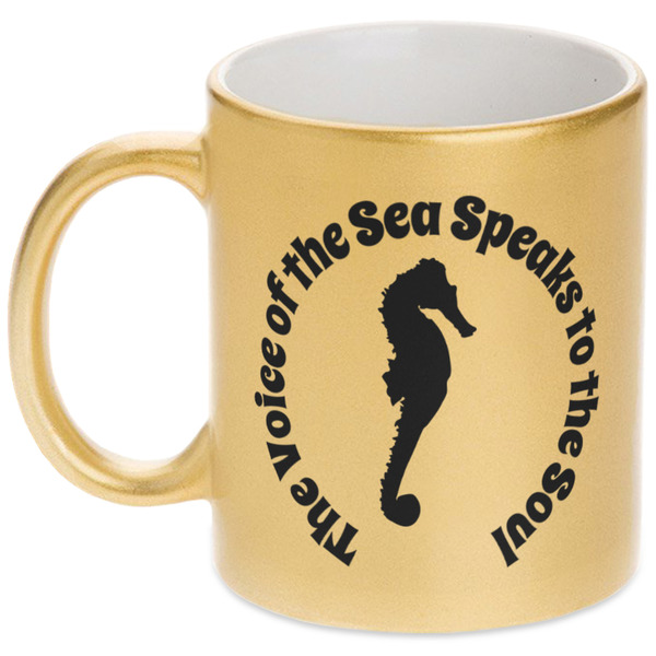 Custom Sea Horses Metallic Gold Mug (Personalized)