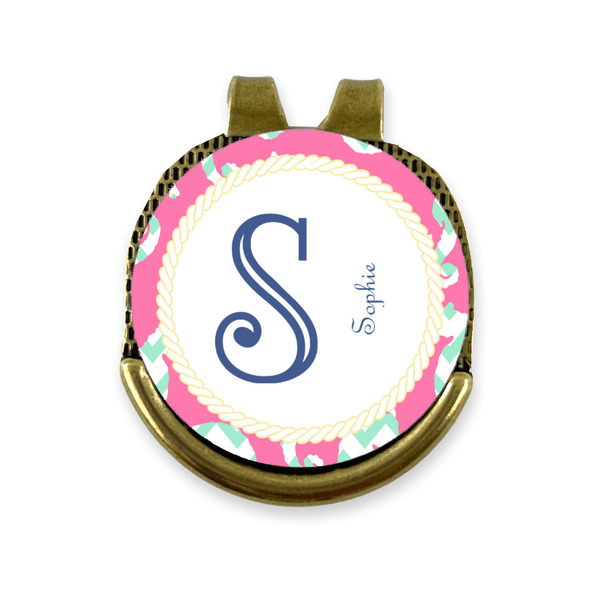 Custom Sea Horses Golf Ball Marker - Hat Clip - Gold