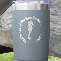 Sea Horses 20 oz Stainless Steel Tumbler - Grey - Single Sided (Personalized)