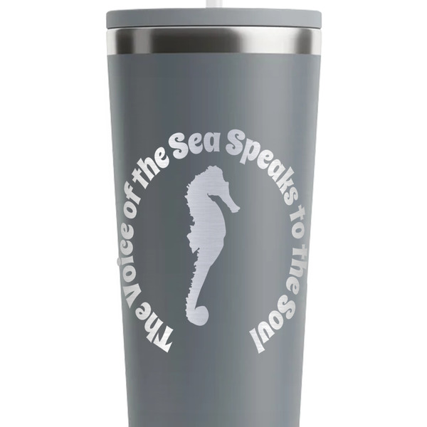 Sea Horses Grey RTIC Everyday Tumbler - 28 oz. - Close Up