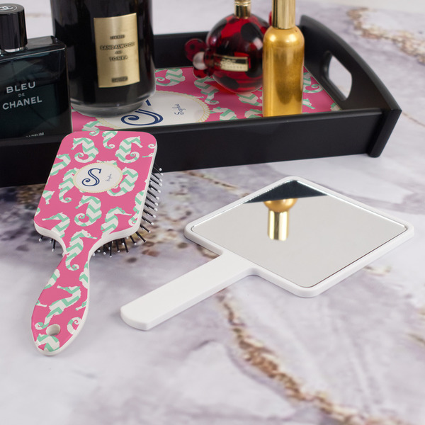 Sea Horses Hair Brush - With Hand Mirror
