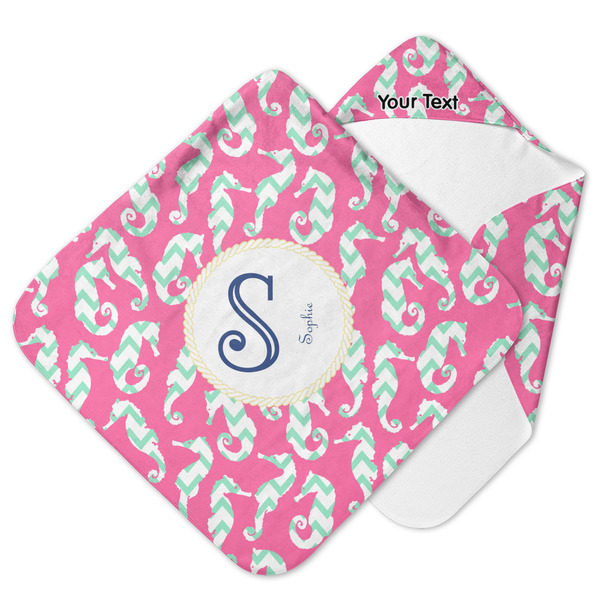 Custom Sea Horses Hooded Baby Towel (Personalized)