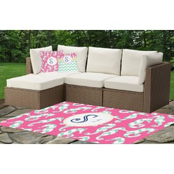 Sea Horses Indoor / Outdoor Rug - Custom Size w/ Name and Initial