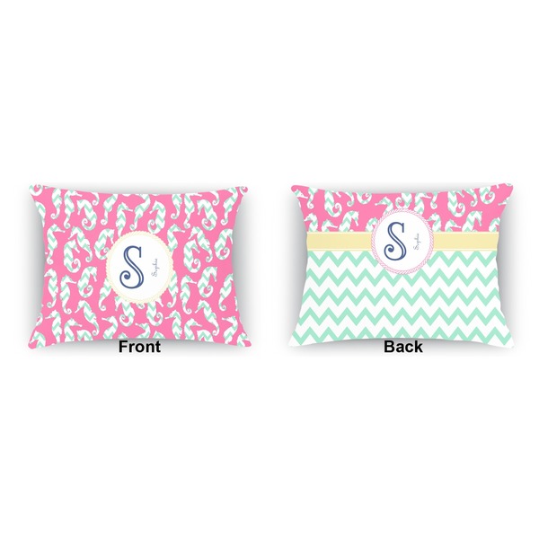 Sea Horses Indoor Rectangular Burlap Pillow (Front and Back)