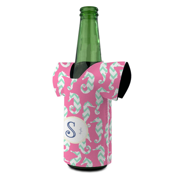 Sea Horses Jersey Bottle Cooler - ANGLE (on bottle)