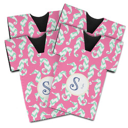 Sea Horses Jersey Bottle Cooler - Set of 4 (Personalized)