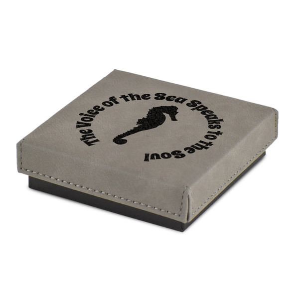 Custom Sea Horses Jewelry Gift Box - Engraved Leather Lid (Personalized)