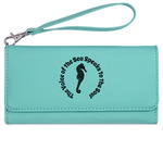 Sea Horses Ladies Leatherette Wallet - Laser Engraved- Teal (Personalized)