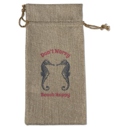 Sea Horses Large Burlap Gift Bag - Front (Personalized)