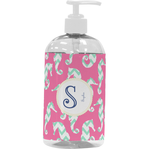 Custom Sea Horses Plastic Soap / Lotion Dispenser (16 oz - Large - White) (Personalized)