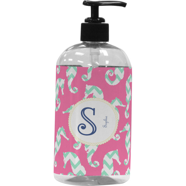 Custom Sea Horses Plastic Soap / Lotion Dispenser (16 oz - Large - Black) (Personalized)