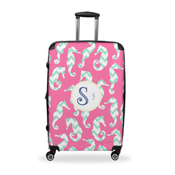 Sea Horses Suitcase - 28" Large - Checked w/ Name and Initial