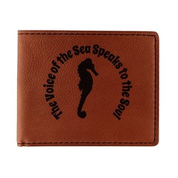 Sea Horses Leatherette Bifold Wallet - Single Sided (Personalized)