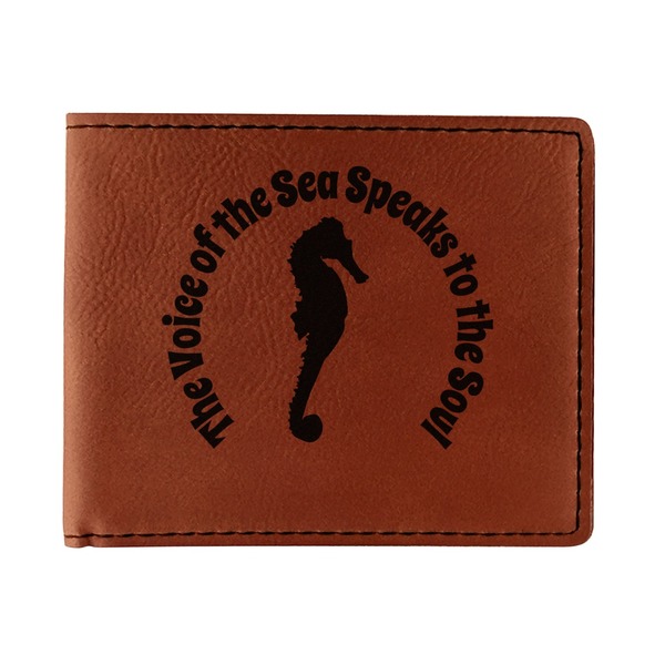Custom Sea Horses Leatherette Bifold Wallet (Personalized)