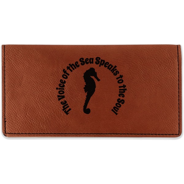 Custom Sea Horses Leatherette Checkbook Holder - Double Sided (Personalized)