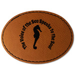 Sea Horses Faux Leather Iron On Patch - Oval (Personalized)