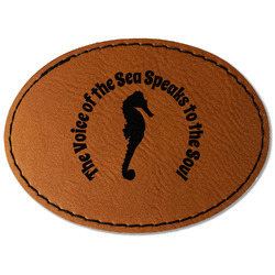 Sea Horses Faux Leather Iron On Patch - Oval (Personalized)