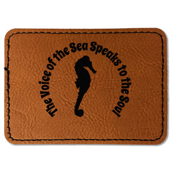 Sea Horses Faux Leather Iron On Patch - Rectangle (Personalized)
