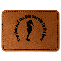 Sea Horses Faux Leather Iron On Patch - Rectangle (Personalized)