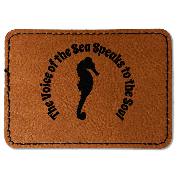 Custom Sea Horses Faux Leather Iron On Patch - Rectangle (Personalized)