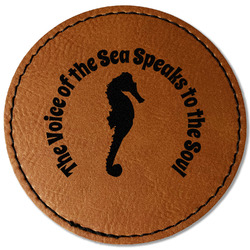 Sea Horses Faux Leather Iron On Patch - Round (Personalized)