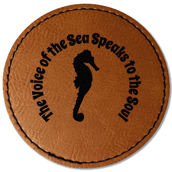 Custom Sea Horses Faux Leather Iron On Patch - Round (Personalized)