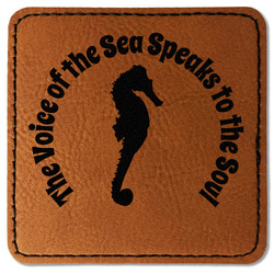 Sea Horses Faux Leather Iron On Patch - Square (Personalized)