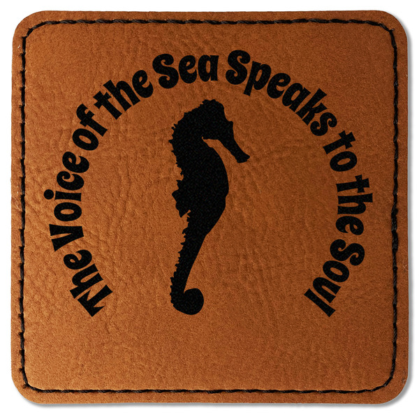 Custom Sea Horses Faux Leather Iron On Patch - Square (Personalized)