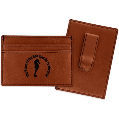 Sea Horses Leatherette Wallet with Money Clip (Personalized)