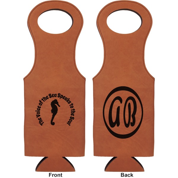 Sea Horses Leatherette Wine Tote Double Sided - Front and Back