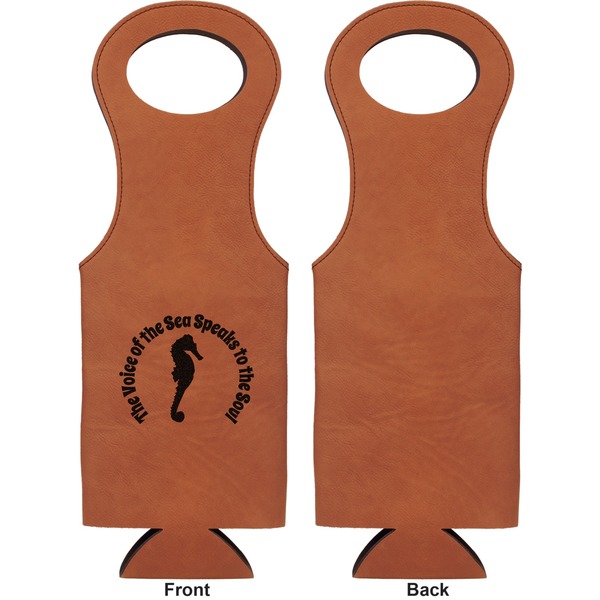 Sea Horses Leatherette Wine Tote Single Sided - Front and Back