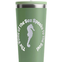 Sea Horses RTIC Everyday Tumbler with Straw - 28oz - Light Green - Double-Sided (Personalized)