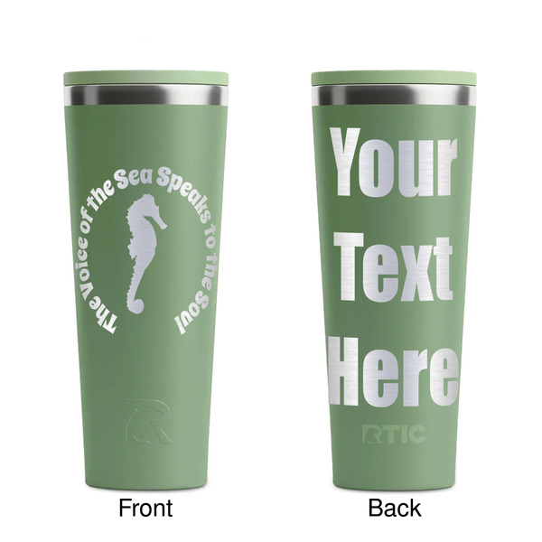 Sea Horses Light Green RTIC Everyday Tumbler - 28 oz. - Front and Back