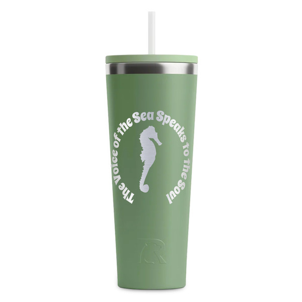 Sea Horses Light Green RTIC Everyday Tumbler - 28 oz. - Front