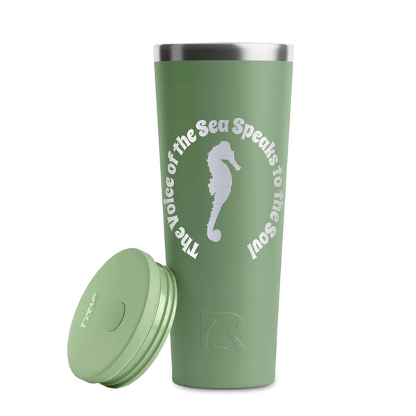 Sea Horses Light Green RTIC Everyday Tumbler - 28 oz. - Lid Off