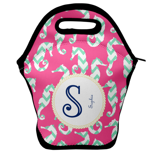 Custom Sea Horses Lunch Bag w/ Name and Initial