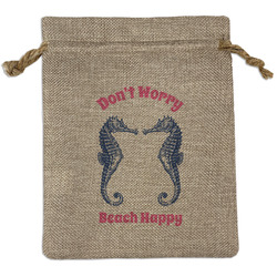 Sea Horses Medium Burlap Gift Bag - Front (Personalized)