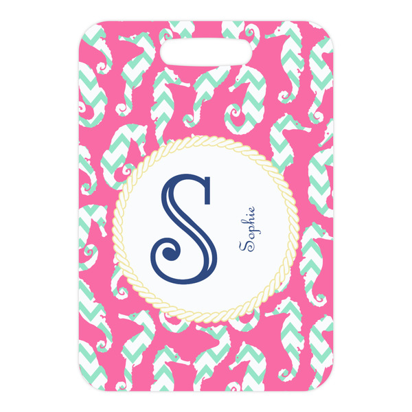 Sea Horses Metal Luggage Tag - Front Without Strap