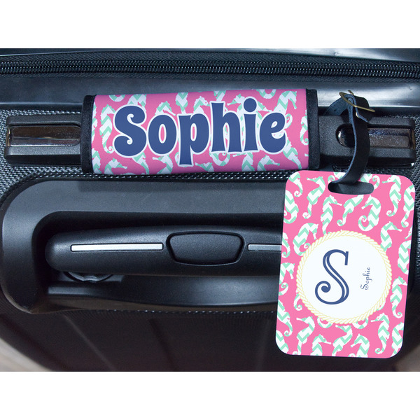 Sea Horses Metal Luggage Tag & Handle Wrap - In Context