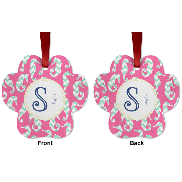 Sea Horses Metal Paw Ornament - Front and Back