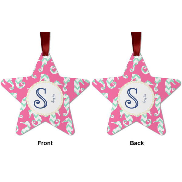 Sea Horses Metal Star Ornament - Front and Back