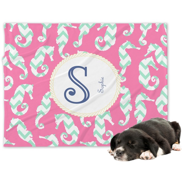 Custom Sea Horses Dog Blanket - Large (Personalized)
