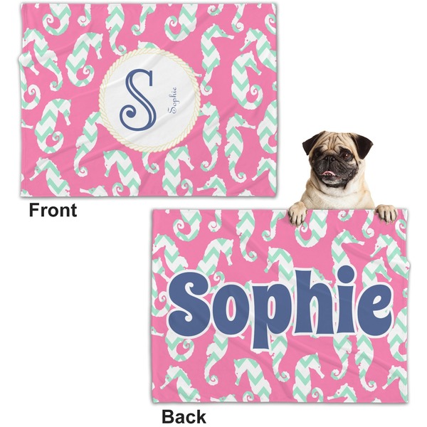 Sea Horses Microfleece Dog Blanket - Regular - Front & Back