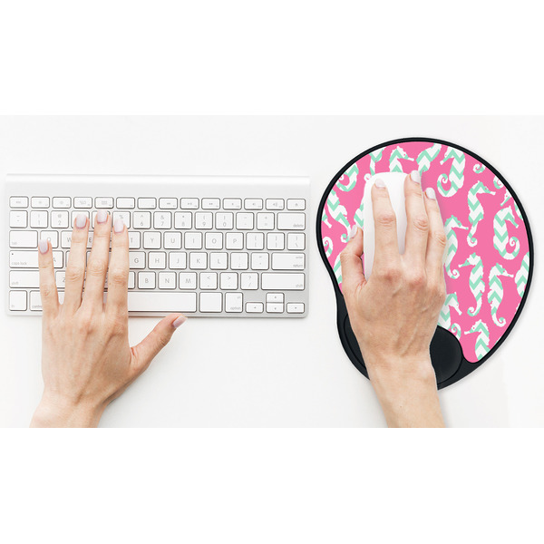 Sea Horses Mouse Pad with Wrist Rest - LIFESYTLE 2 (in use)