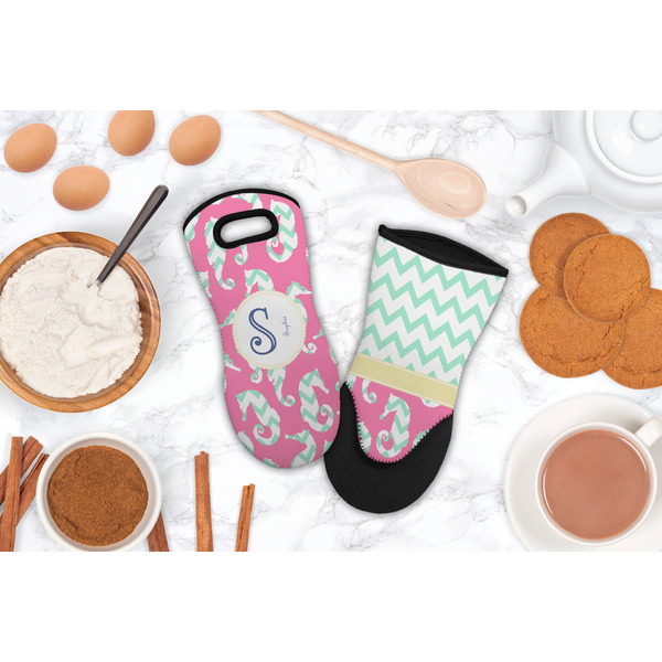 Sea Horses Neoprene Oven Mitt - Lifestyle Image