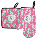 Sea Horses Left Oven Mitt & Pot Holder Set w/ Name and Initial